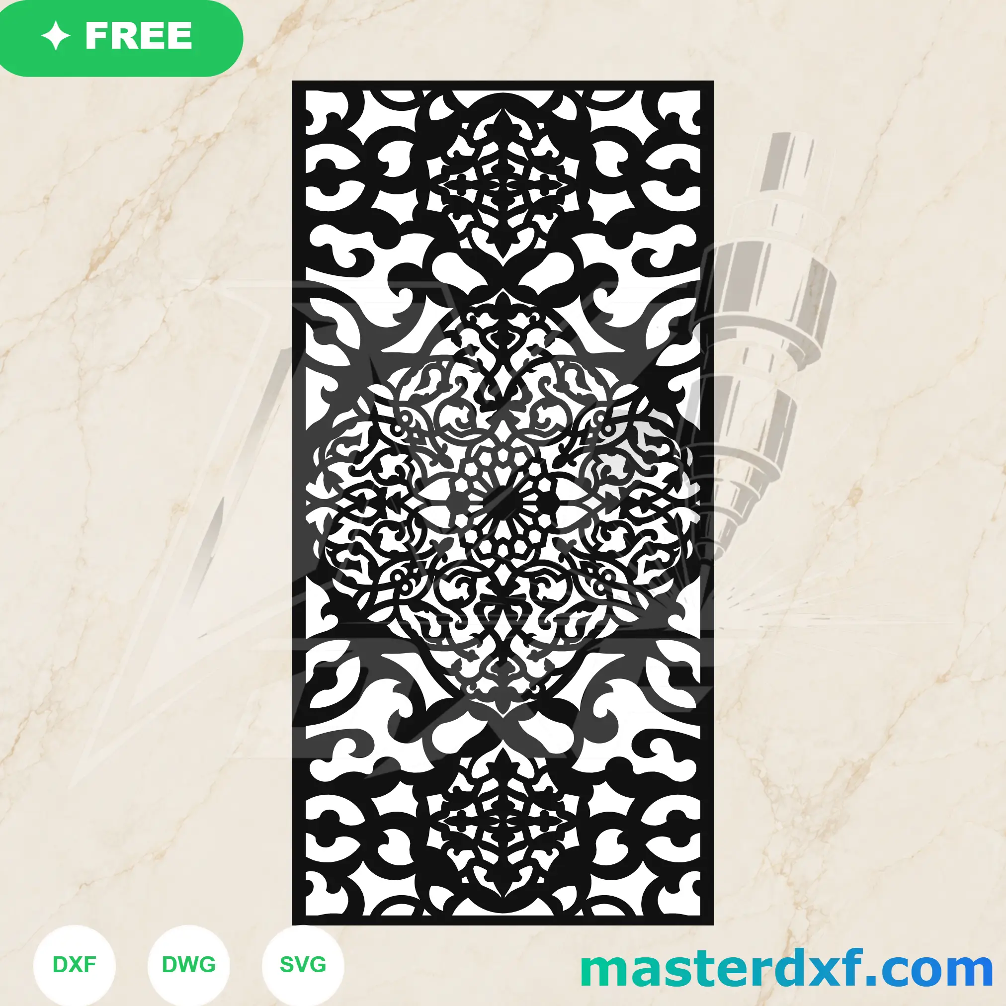 Baroque Medallion DXF Panel with Ornate Scroll Filigree DXF File